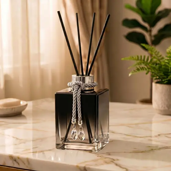 Difusor Ambientes Aromatizador de Varetas De Vidro Cubo  250ml Lavabo Pia de Banheiro Luxo
