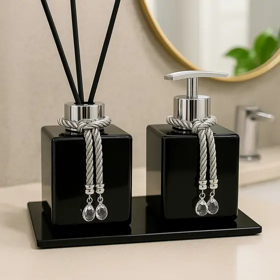 Kit Difusor De Ambientes Aromatizador Cubo + Lavabo sabonete Liquido Luxo C/bandeja