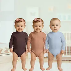 Kit Body Bebê Manga Longa Gola Alta Roupa de Menina Menino Outono Inverno