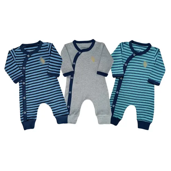 Kit Roupa de Bebê 3 Macacão Pijama Manga Longa Enxoval Recém Nascido