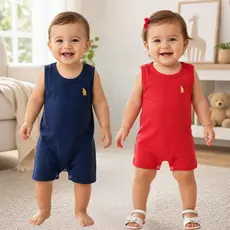Macacão Curto Regata Bebê e Infantil Banho de Sol Praia Verão Roupa de criança