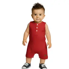 Macacão Curto para Bebê com abertura frontal Romper Regata Estiloso Natal Ano Novo
