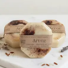 Kit Sabonete Facial Clareador de Arroz Artesanal Vegano Skin Care Hidratante e Esfoliante