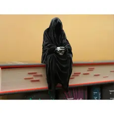 Estátua Guardião Gótico da Estante | Decoração Dark Academia | Escultura Fantasia Sombria |