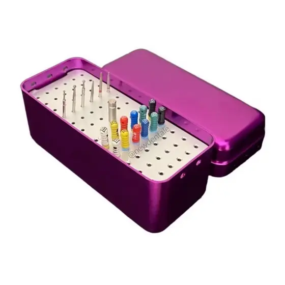 Estojo Inox Porta Limas Odontológicas Autoclavável Roxo Azul Cinza