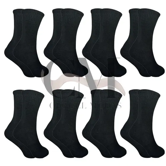 Kit com 18 Pares Meia de Cano longo PRETA com Algodão masculina