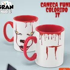 Caneca IT : A COISA - Pennywise - Caneca Porcelana Fundo Colorido ou Branco - Caneca de Terror - Caneca Personalizada.