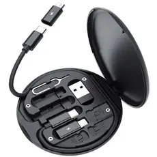 Adaptador 6 em 1 60W para iPhone Tipo-C Micro USB Kit Multifuncional com Suporte Celular Organizador