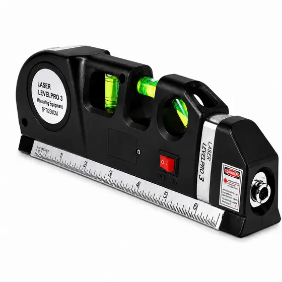 Nível Laser Profissional 3 Bolhas Trena 2,5m Régua Alinhador Medidor Horizontal Vertical Cruz