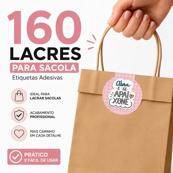 160 Lacres para Sacola "Abra E Se Apaixone" - Etiquetas Adesivas