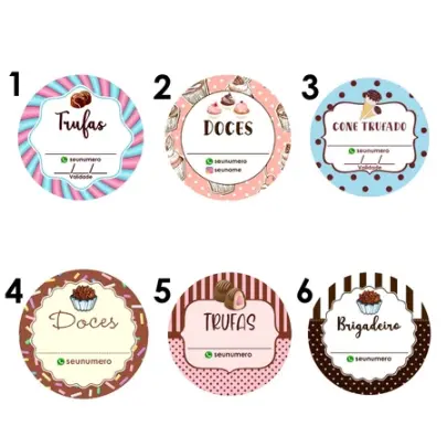 Etiquetas Adesivas Para Trufas, Brigadeiros, Bombons, Cone Trufado Personalizados