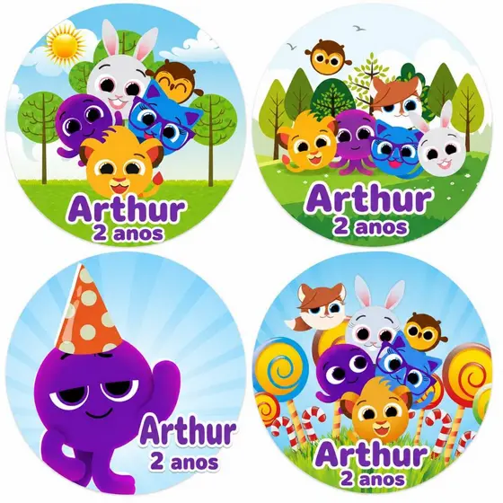 Kit Adesivos Bolofofos Etiquetas Personalizadas Aniversario Nome e Idade