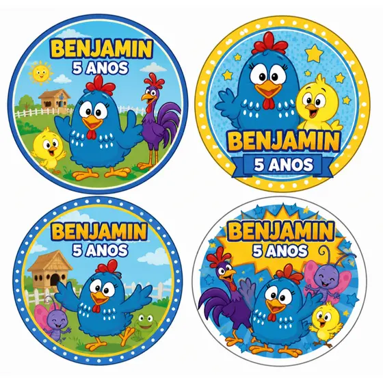 Kit Adesivos Galinha Pintadinha Etiquetas Personalizadas Aniversario Nome e Idade