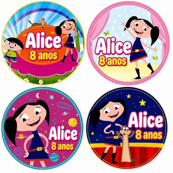 Kit Adesivos O show da Luna Etiquetas Personalizadas Aniversario Nome e Idade