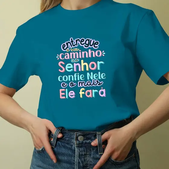 Camisa Camiseta Tshirt Feminina Cristã Estampada Caminho do Senhor 100% Algodão Premium