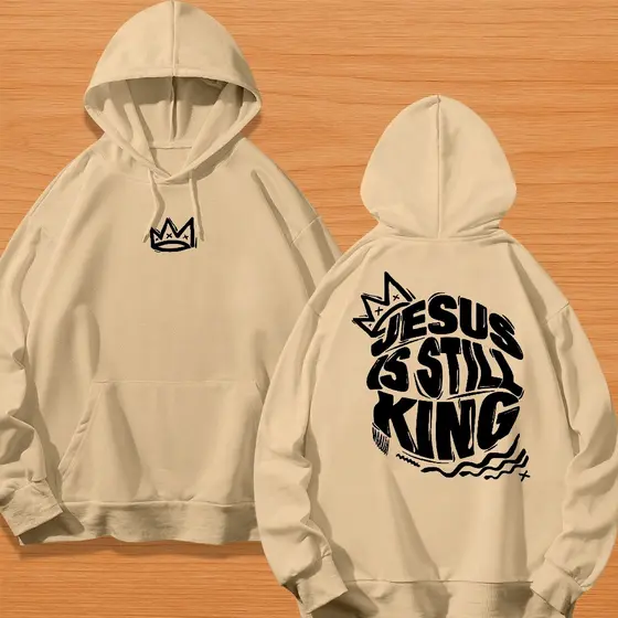 Moletom Canguru Unissex com Capuz Blusa de Frio Flanelado Casaco Moda Streetwear Jesus Is King