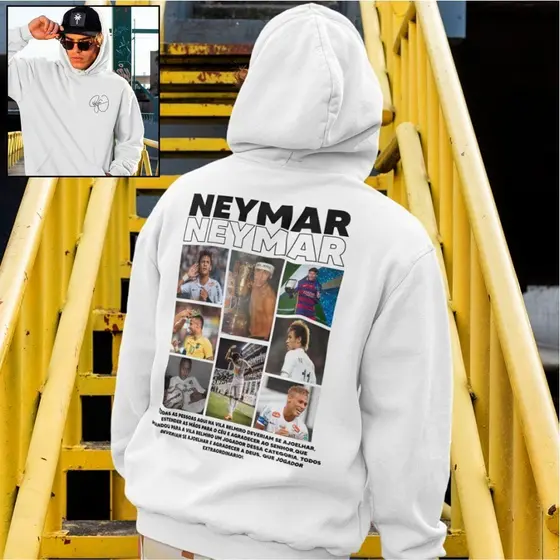 Moletom Canguru Futebol Menino Ney Neymar Casaco Personalizado Blusa De Frio Flanelado Inverno