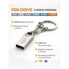 Mini Pendrive A GOLD  Original – Chaveiro Metálico USB 2.0 (4GB a 128GB) 🔑💾
