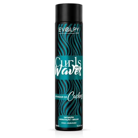 Ativador de Cachos e Ondas Curls And Waves Evolpy Liss 300ml Definição Hidratação Antifrizz