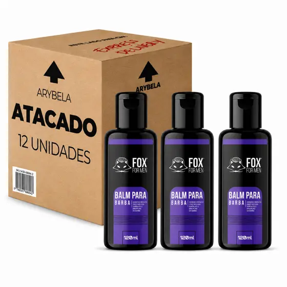 Kit 3 Unidades Balm Hidratante para Barba Fox For Men 120ml Modelagem Controle dos Fios e Brilho