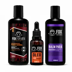 Kit para Barba Shampoo Óleo em Gotas e Balm Fox For Men