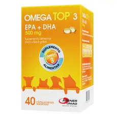 Omega Top 3 Suplemento Alimentar Para Cães e Gatos 500 Mg