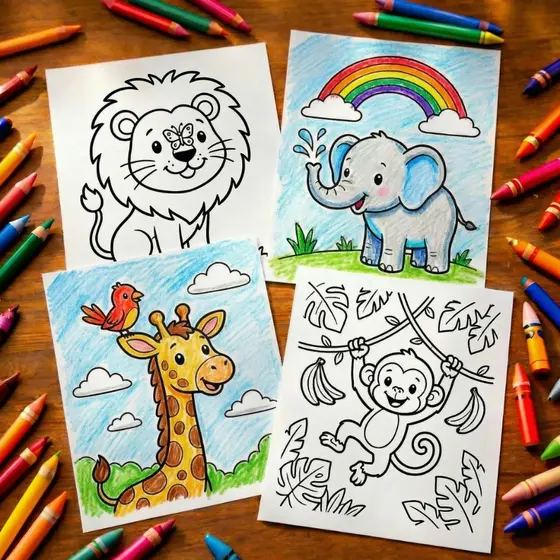 100 Desenhos para Colorir Animais Infantil Educativas Crianças Pintura Safari Fazenda Zoológico