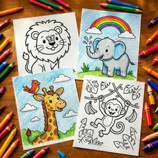 100 Desenhos para Colorir Animais Infantil Educativas Crianças Pintura Safari Fazenda Zoológico