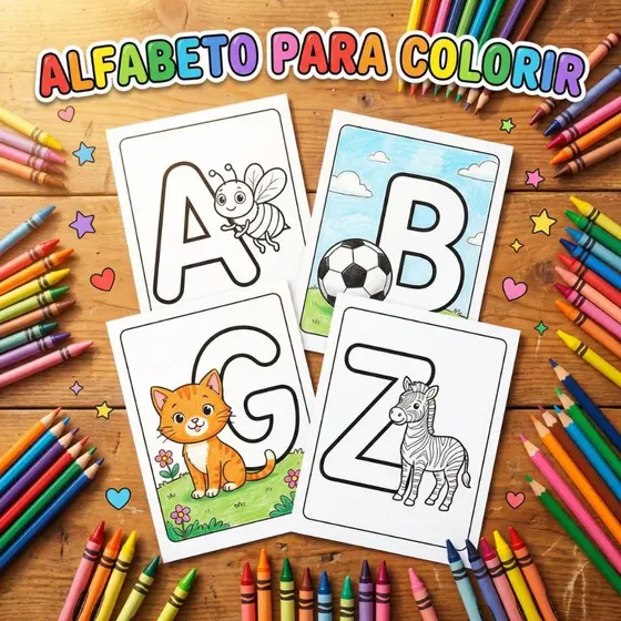 Desenhos Para Colorir Alfabeto Completo Infantil Educativas Crianças Pintura Folha A6