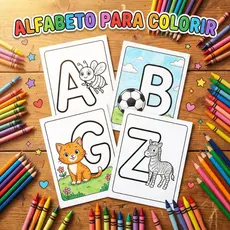Desenhos Para Colorir Alfabeto Completo Infantil Educativas Crianças Pintura Folha A6