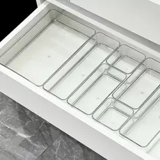 Conjunto 7 Organizadores Multiuso para Gavetas, Armários, Geladeiras Potes em Acrílico