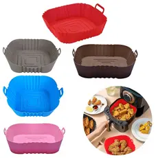 1/2/3/4/5 Forma Quadrado Assadeira Para Fritadeira Air Fryer Em Silicone Flexível Lavável