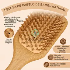 Escova De Cabelo De Bambu Natureza Antiestática De Madeira Couro Cabeludo Massagem Pente Almofada De Ar Ferramentas