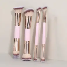 Kit 4 Pincéis de Maquiagem Multifuncionais Duo Ponta – Pincéis Faciais para Base, Corretivo e Blush