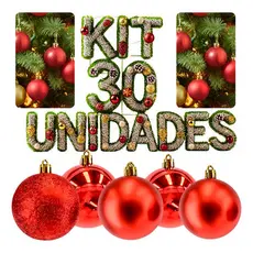 Kit com 30 Bolas De arvore de Natal 5cm Enfeites Bolinhas Decorativas vermelho decoração