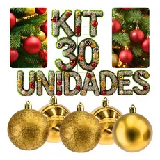 Kit com 30 Bolas De arvore de Natal 5cm Enfeites Bolinhas Decorativas Dourado decoração