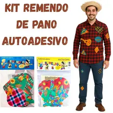 Kit Remendão Adesivo Retalho de pano Festa Junina Autoadesivo festa São João e Festa Caipira quadrilha traje caipira