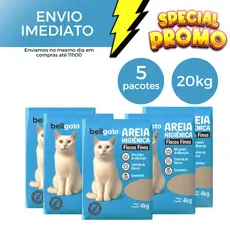 Areia Sanitária Higiênica Para Gatos Anti Odor Flocos Finos Extra Fina Total 20kg Promoção BellGato