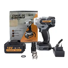 Chave de Impacto 18V Brushless 300Nm 2400RPM Encaixe Duplo 1/2 1/4 Bateria Lithium-ion Pró Euro