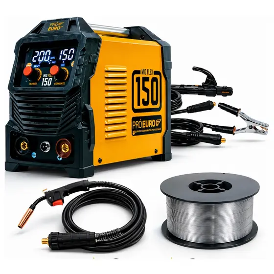 Kit Máquina De Solda 3 em 1 Multiprocesso 150A Bivolt + Arame 1kg 0,8mm - Pró Euro