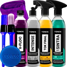 Kit Lavagem Automotiva Completa Vonixx Cera Carnauba Tok Final V-Floc Revitalizador de Plasticos intense Sintra fast