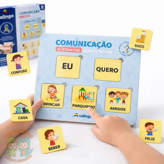 Jogo Educativo Comunicação Alternativa 127 Peças tdah autismo Pedagógico Em Madeira RECURSO