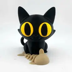 Gato Preto Decorativo Kawaii Fofo Charme Único para Presente com espinha de peixe ou caveira