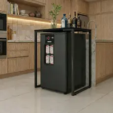 Mesa Para Frigobar e Cervejeira | Mesa Compacta para Sala e Área Gourmet Pés em Aço Preto 68x45x76cm