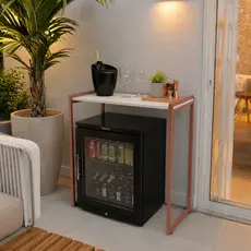 Aparador Industrial Bella 90cm Cantinho do Café Mesa Buffet Área Gourmet Suporte Frigobar Rose Gold