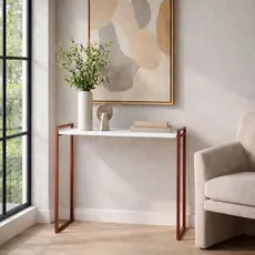 Aparador Bella Rose Gold 90cm Estilo Industrial – Mesa Console Sala/Entrada, Buffet Decorativo Elegante 90x30x76cm