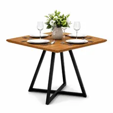 Mesa de Jantar Quadrada 90x90 MDF Industrial Moderna Pés Aço Preto Cozinha, Apartamento Área Gourmet
