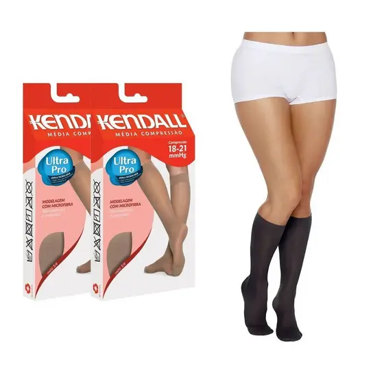Kit 2 Pares de Meia Kendall 3/4 Média Compressão com ponteira 1671