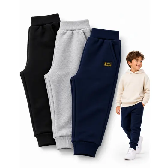 KIT Promocional 3 Calças de Moletom Frio Inverno Escolar estilo Juvenil Menino