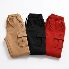 Kit Com 3 Calças Cargo Moletom Menino Estilo Tendência